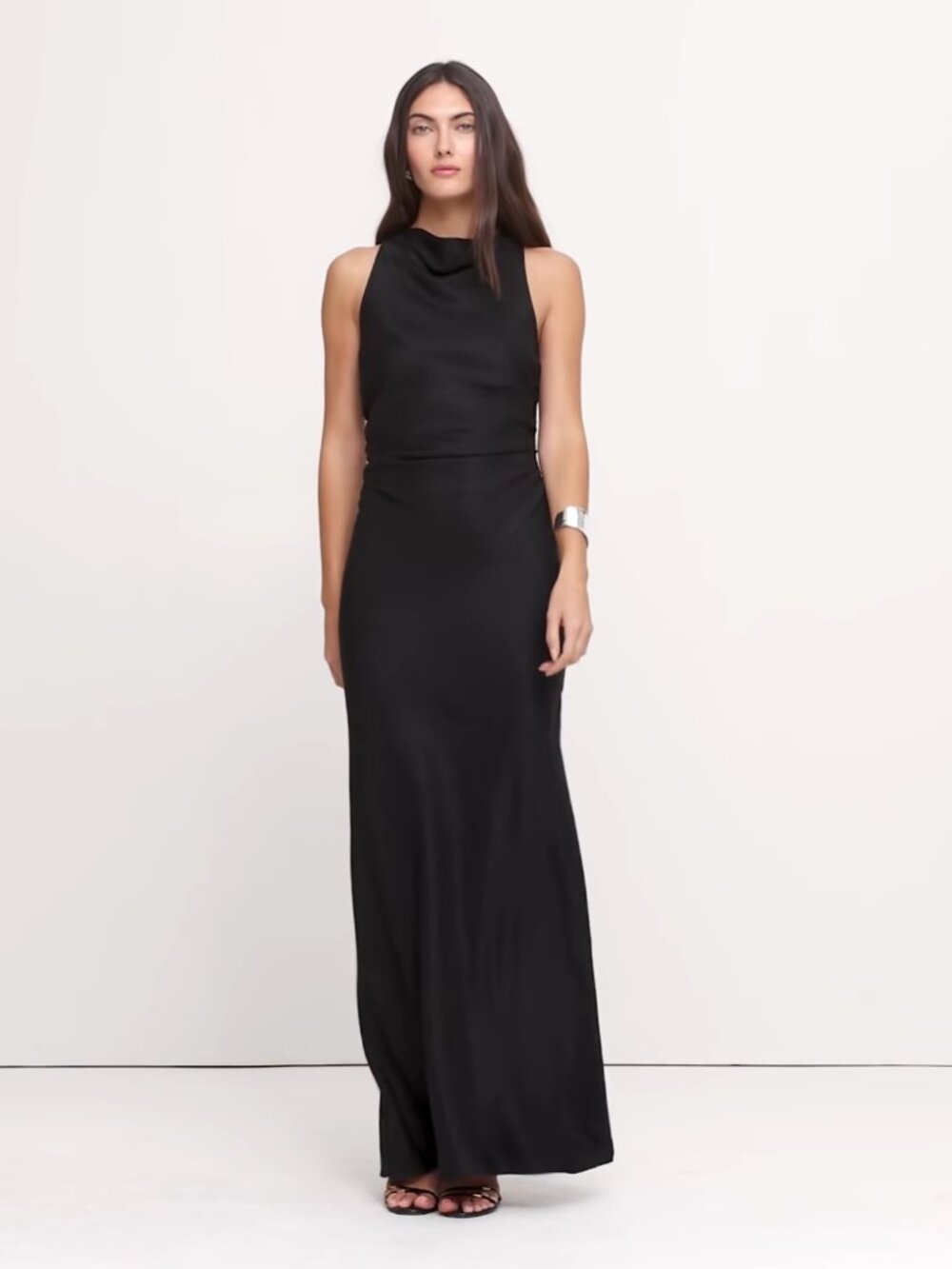Viscose-Linen Cowl-Neck Dress